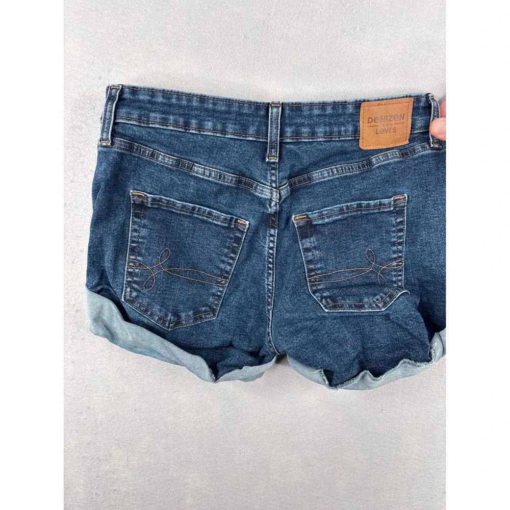 Denizen from Levis Womens Mid-Rise Denim Shorts Dark Wash Cuffed Size 6 W28